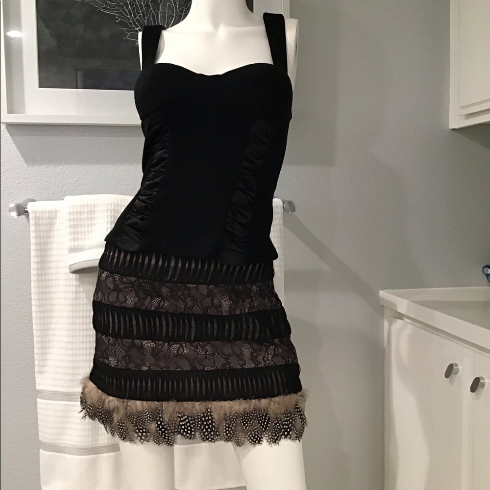Lace & Feather Mini Skirt